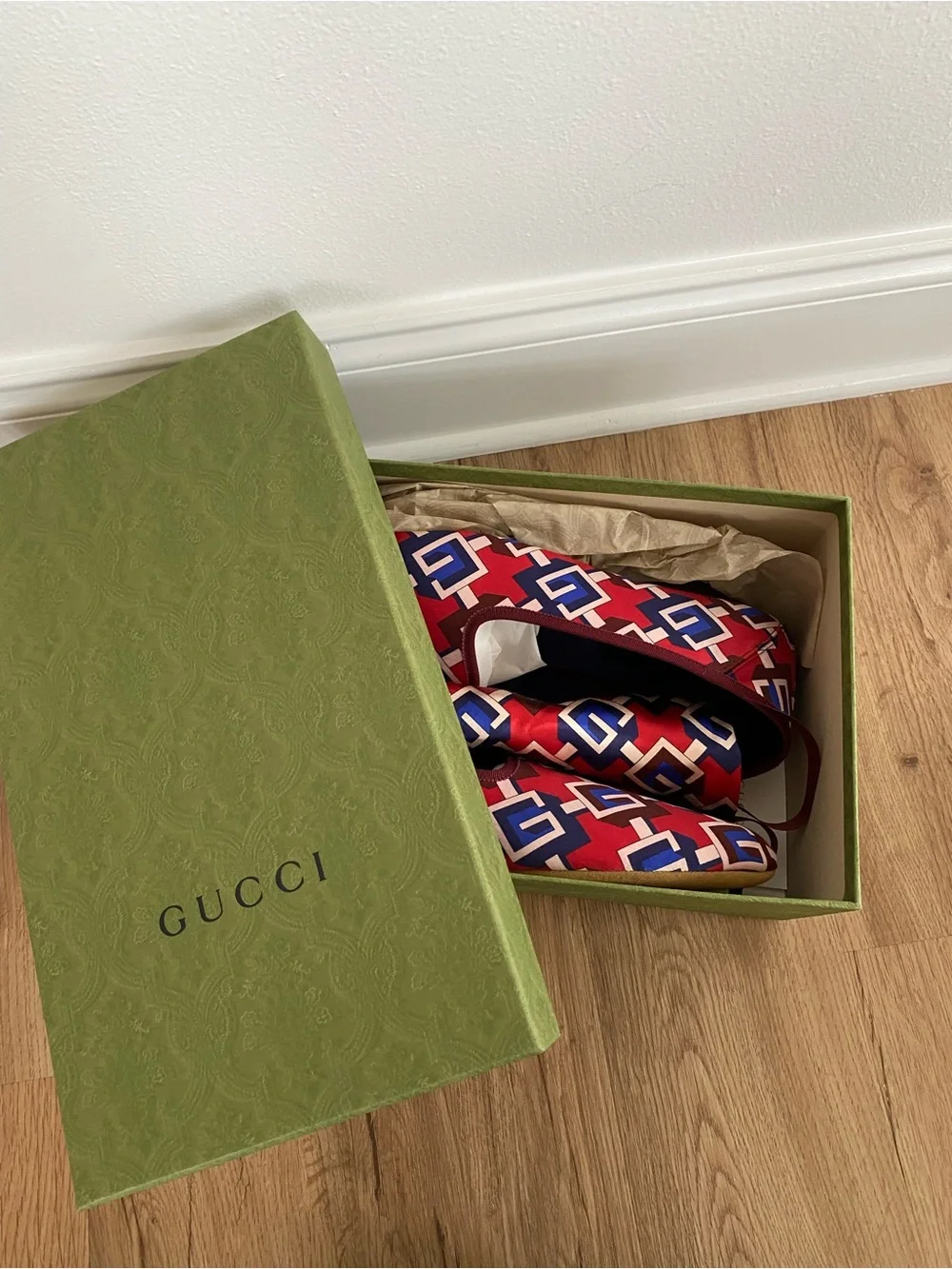 GUCCI Men’s Voyage Geometric G logo Satin Slippers Size 15 NEW